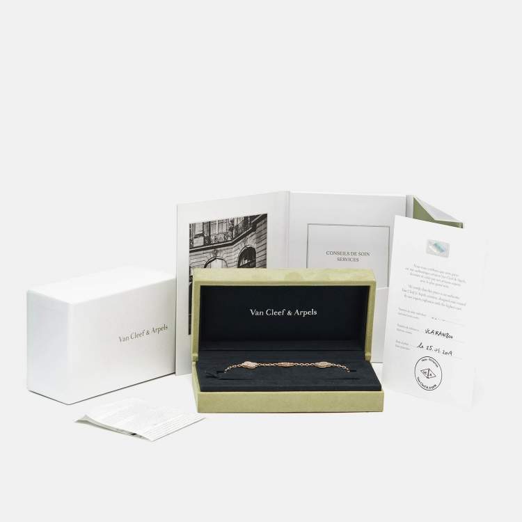 Pre Owned Van Cleef & Arpels Vintage Alhambra Mother of Pearl 18k Yellow Gold Bracelet