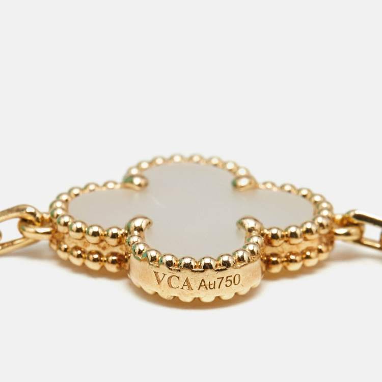 Pre Owned Van Cleef & Arpels Vintage Alhambra Mother of Pearl 18k Yellow Gold Bracelet