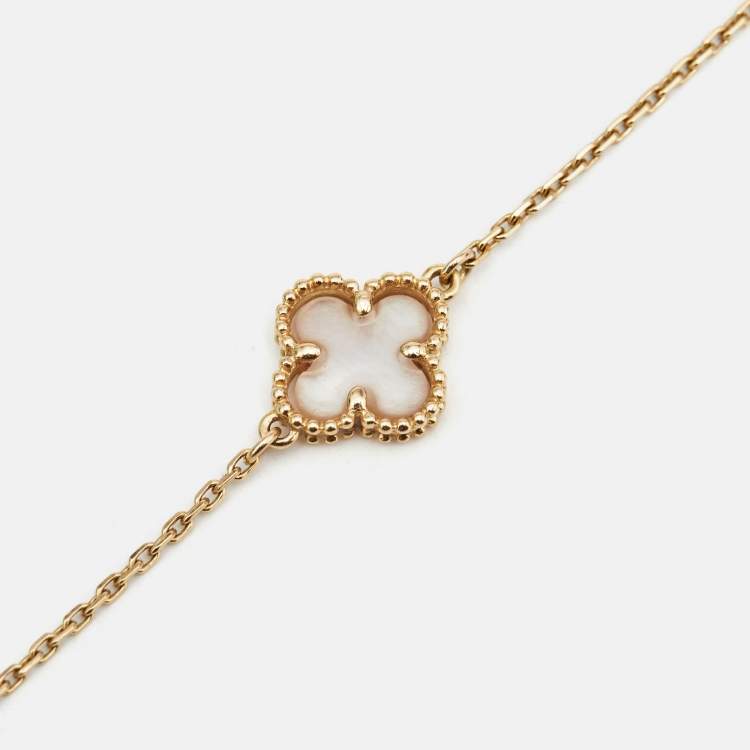 Pre Owned Van Cleef & Arpels Sweet Alhambra Mother of Pearl 18k Yellow Gold Bracelet