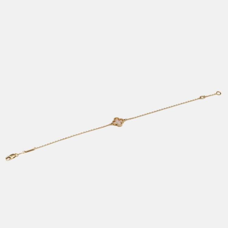 Pre Owned Van Cleef & Arpels Sweet Alhambra Mother of Pearl 18k Yellow Gold Bracelet