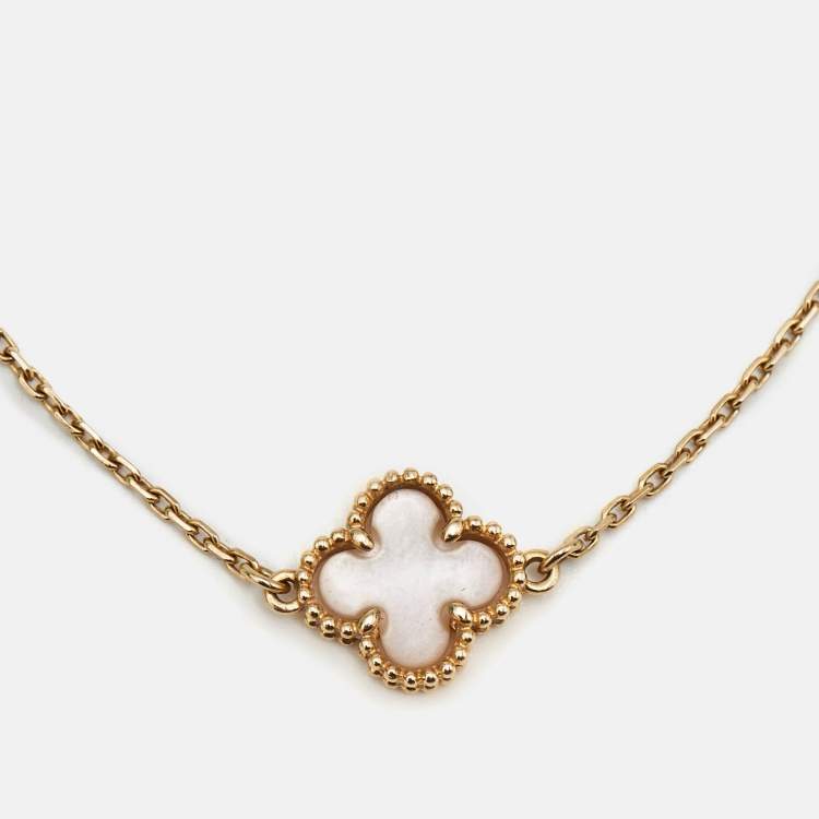 Pre Owned Van Cleef & Arpels Sweet Alhambra Mother of Pearl 18k Yellow Gold Bracelet