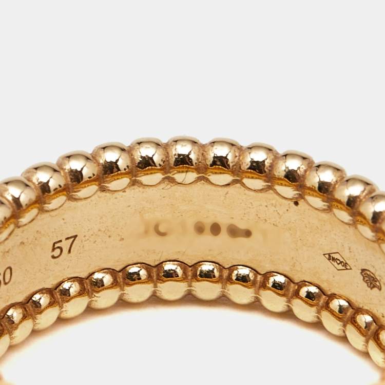 Pre Owned Van Cleef & Arpels Perlée Signature 18k Yellow Gold Ring Size 57