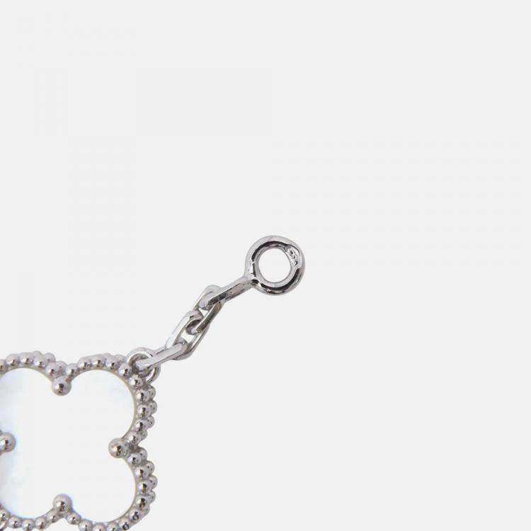 Pre Owned Van Cleef & Arpels Vintage Alhambra 18K White Gold Long 20 Motif Necklace