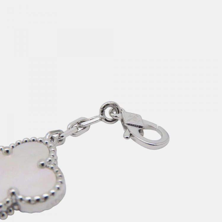 Pre Owned Van Cleef & Arpels Vintage Alhambra 18K White Gold Long 20 Motif Necklace