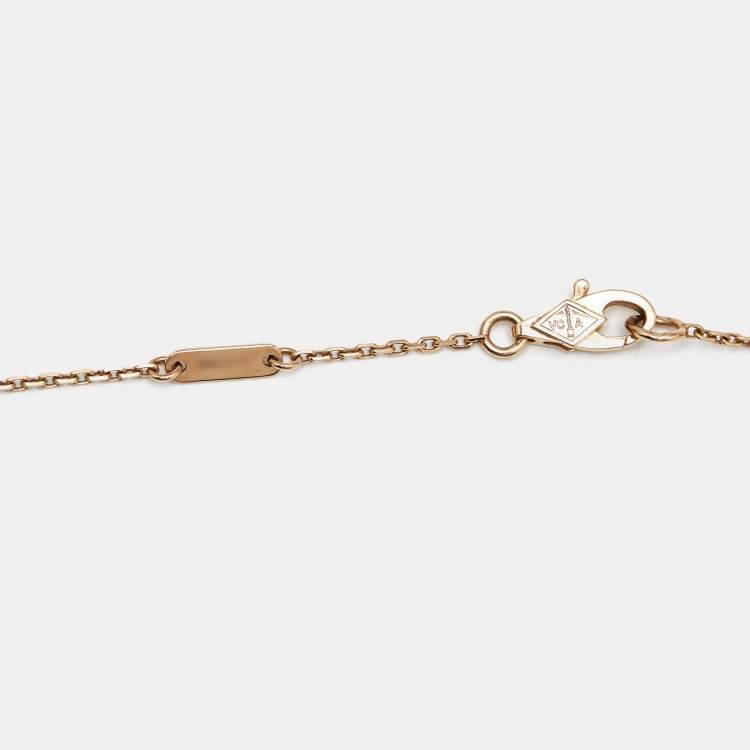 Pre Owned Van Cleef & Arpels Sweet Alhambra Carnelian 18k Rose Gold Necklace