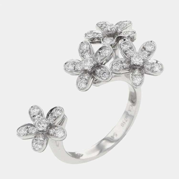 Pre Owned Van Cleef & Arpels Socrate Between The Finger Ring 18K White Gold Diamond EU 54