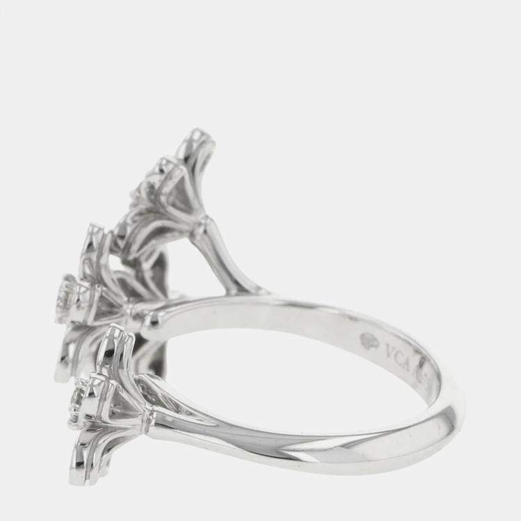 Pre Owned Van Cleef & Arpels Socrate Between The Finger Ring 18K White Gold Diamond EU 54