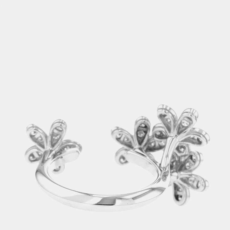 Pre Owned Van Cleef & Arpels Socrate Between The Finger Ring 18K White Gold Diamond EU 54