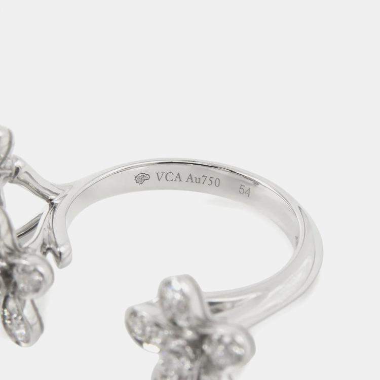 Pre Owned Van Cleef & Arpels Socrate Between The Finger Ring 18K White Gold Diamond EU 54