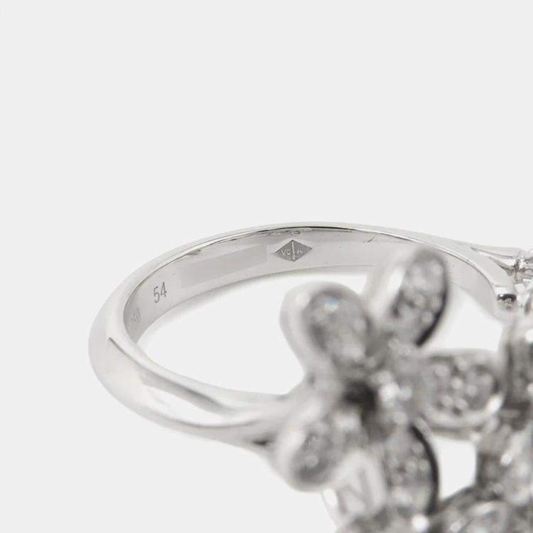 Pre Owned Van Cleef & Arpels Socrate Between The Finger Ring 18K White Gold Diamond EU 54
