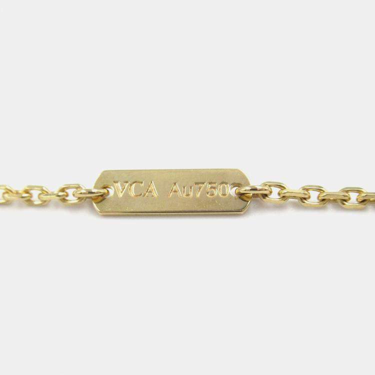 Pre Owned Van Cleef & Arpels Vintage Alhambra 18K Yellow Gold Onyx Necklace 