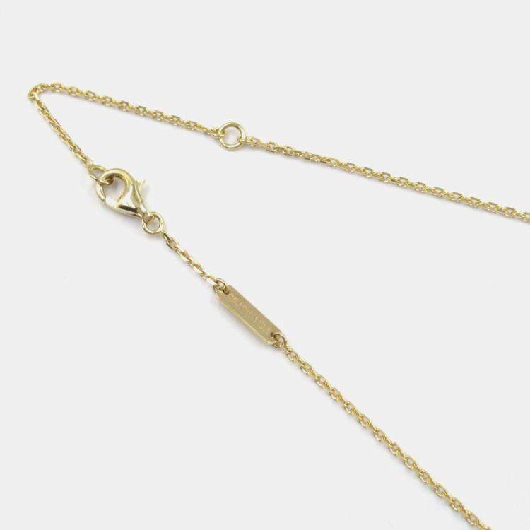 Pre Owned Van Cleef & Arpels Vintage Alhambra 18K Yellow Gold Onyx Necklace 