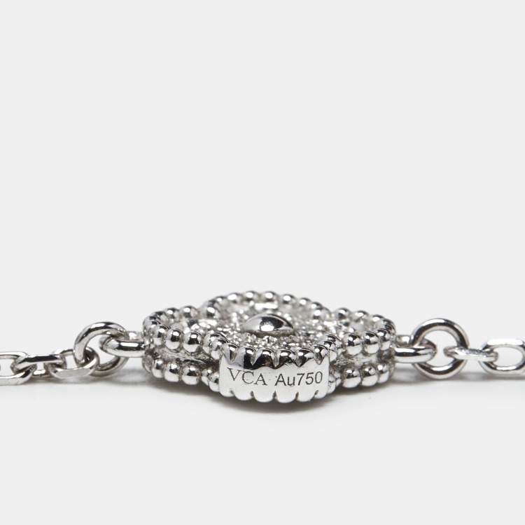 Pre Owned Van Cleef & Arpels Sweet Alhambra Diamonds 18k White Gold 6 Motif Station Bracelet