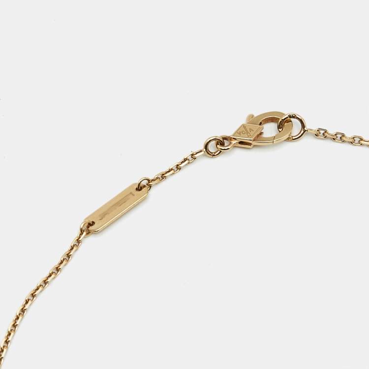 Pre Owned Van Cleef & Arpels Vintage Alhambra Yellow Mother of Pearl Diamond 18k Yellow Gold 2018 Holiday Necklace