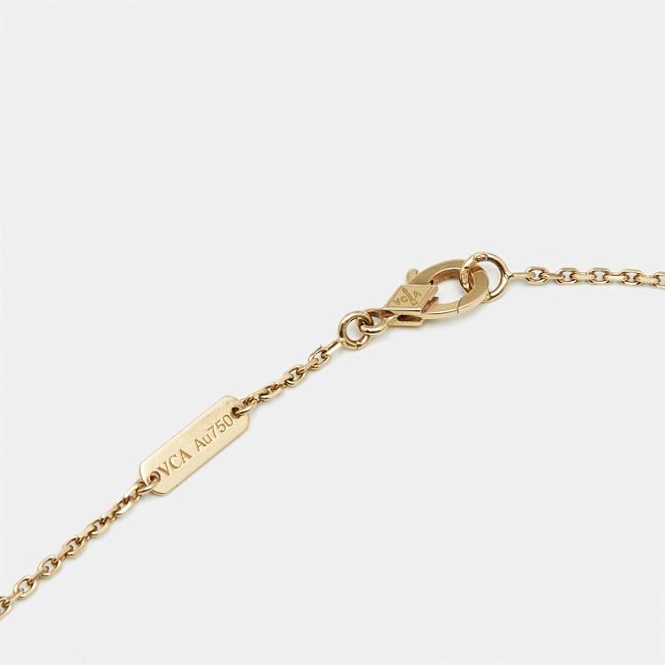 Pre Owned Van Cleef & Arpels Vintage Alhambra Yellow Mother of Pearl Diamond 18k Yellow Gold 2018 Holiday Necklace