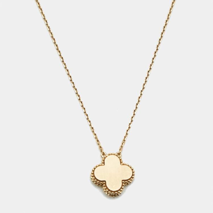 Pre Owned Van Cleef & Arpels Vintage Alhambra Yellow Mother of Pearl Diamond 18k Yellow Gold 2018 Holiday Necklace