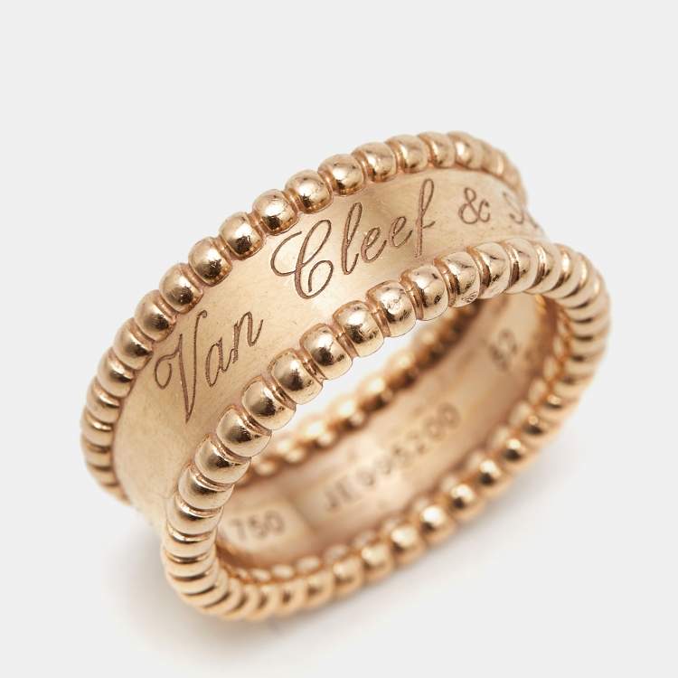 Pre Owned Van Cleef & Arpels Perlée 18k Rose Gold Ring Size 52