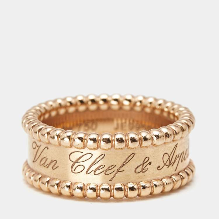 Pre Owned Van Cleef & Arpels Perlée 18k Rose Gold Ring Size 52