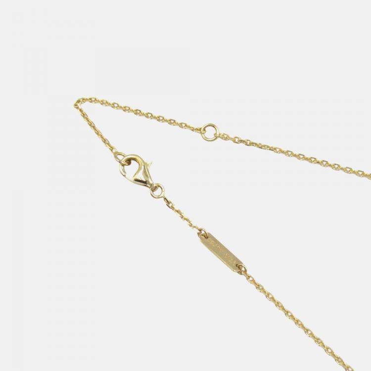 Pre Owned Van Cleef & Arpels 18K Yellow Gold and Onyx Vintage Alhambra Pendant Necklace