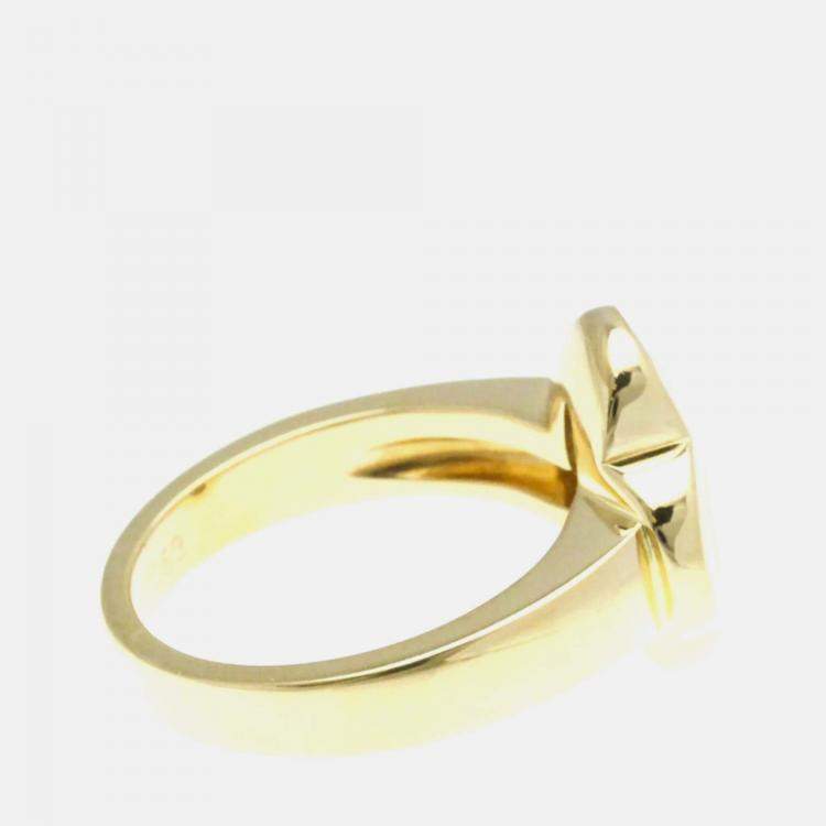 Pre Owned Van Cleef & Arpels Pure Alhambra 18K Yellow Gold Mother Of Pearl Ring EU 55