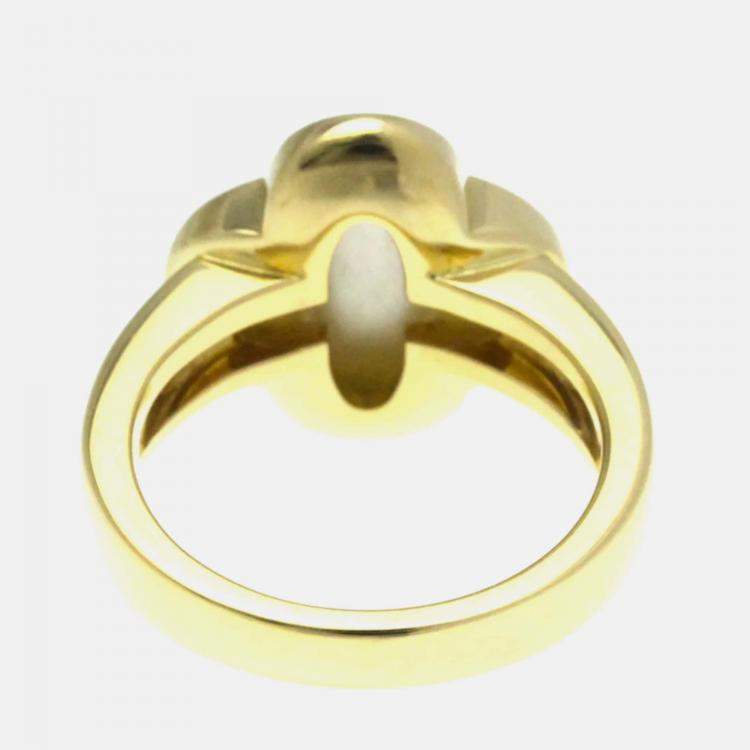 Pre Owned Van Cleef & Arpels Pure Alhambra 18K Yellow Gold Mother Of Pearl Ring EU 55