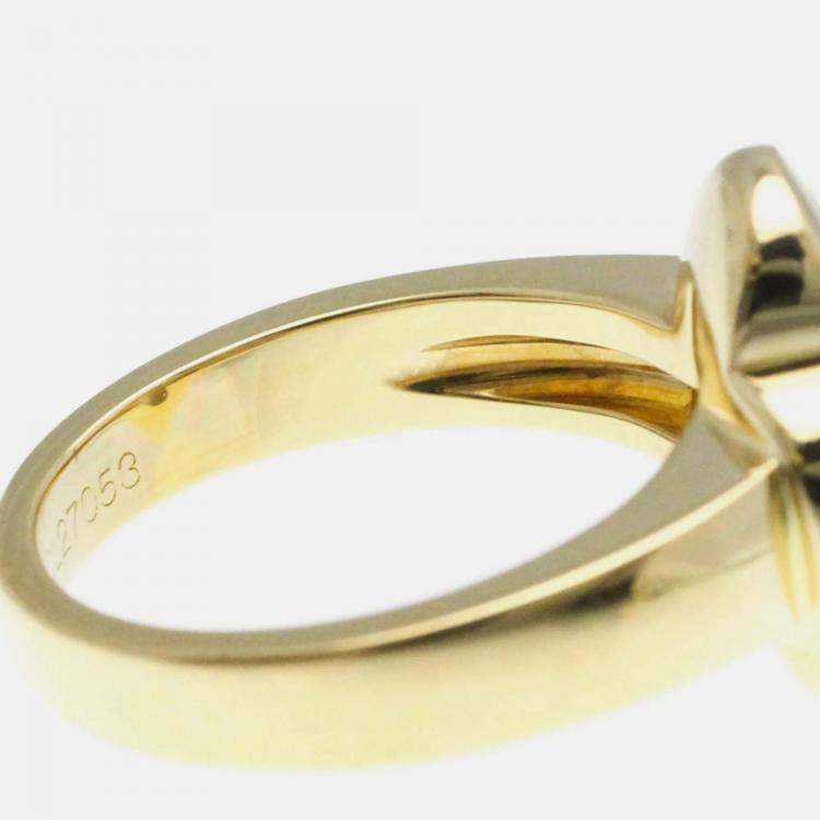 Pre Owned Van Cleef & Arpels Pure Alhambra 18K Yellow Gold Mother Of Pearl Ring EU 55