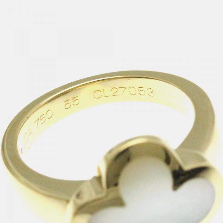 Pre Owned Van Cleef & Arpels Pure Alhambra 18K Yellow Gold Mother Of Pearl Ring EU 55