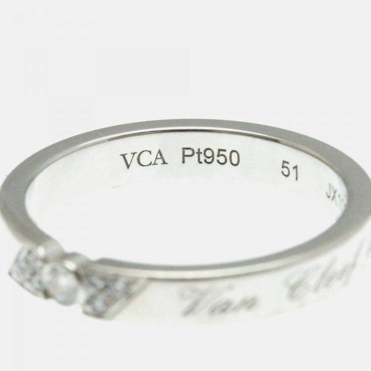Pre Owned Van Cleef & Arpels Signature Diamond Platinum Ring  EU 51