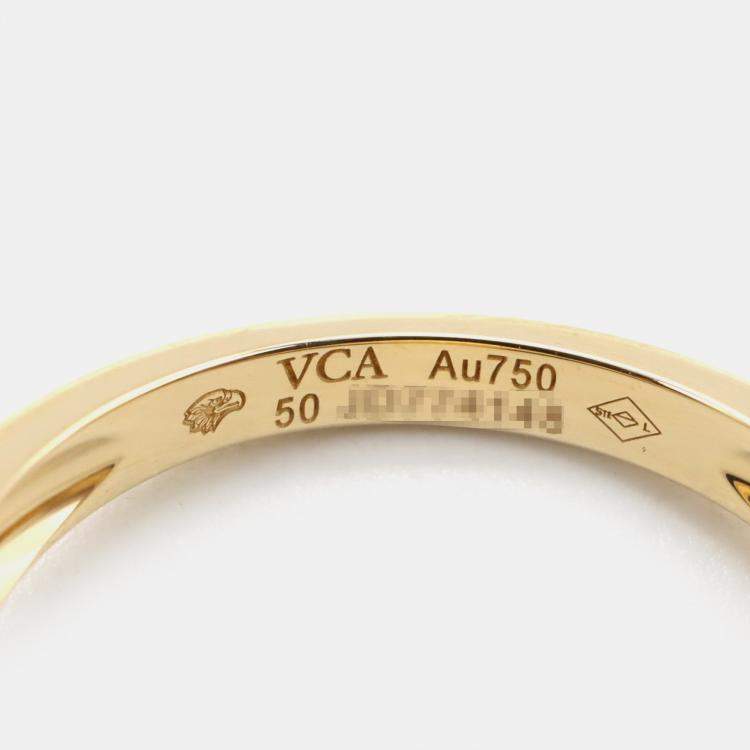 Pre Owned Van Cleef & Arpels Vintage Alhambra 18K Yellow Gold, Diamond, Onyx Ring EU 50