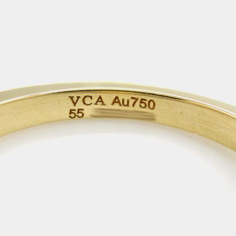 Pre Owned Van Cleef & Arpels Vintage Alhambra 18K Yellow Gold Diamond Ring EU 55