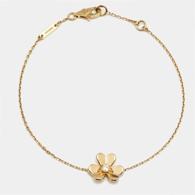 Pre Owned Van Cleef & Arpels Frivole Diamond 18k Yellow Gold Mini Bracelet