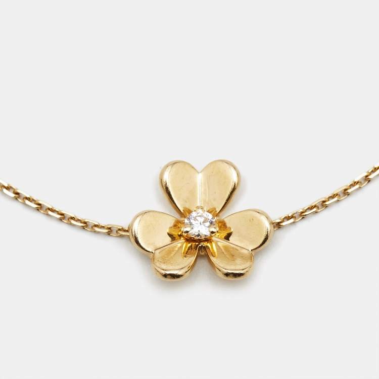 Pre Owned Van Cleef & Arpels Frivole Diamond 18k Yellow Gold Mini Bracelet