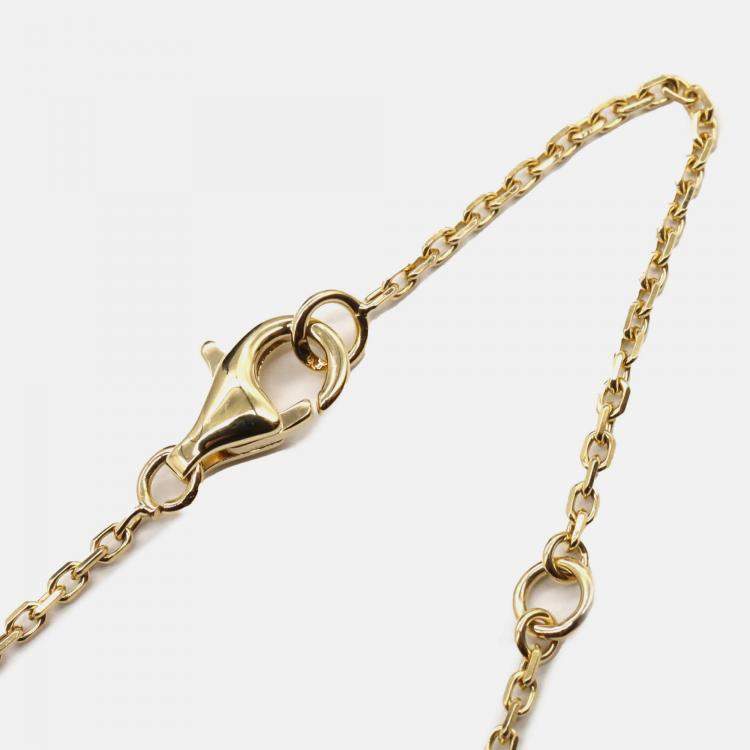 Pre Owned Van Cleef & Arpels 18K Yellow Gold and Onyx Vintage Alhambra Pendant Necklace