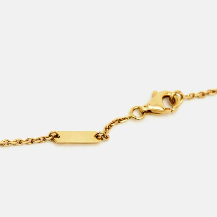 Pre Owned Van Cleef & Arpels Vintage Alhambra Mother of Pearl 18k Yellow Gold Necklace