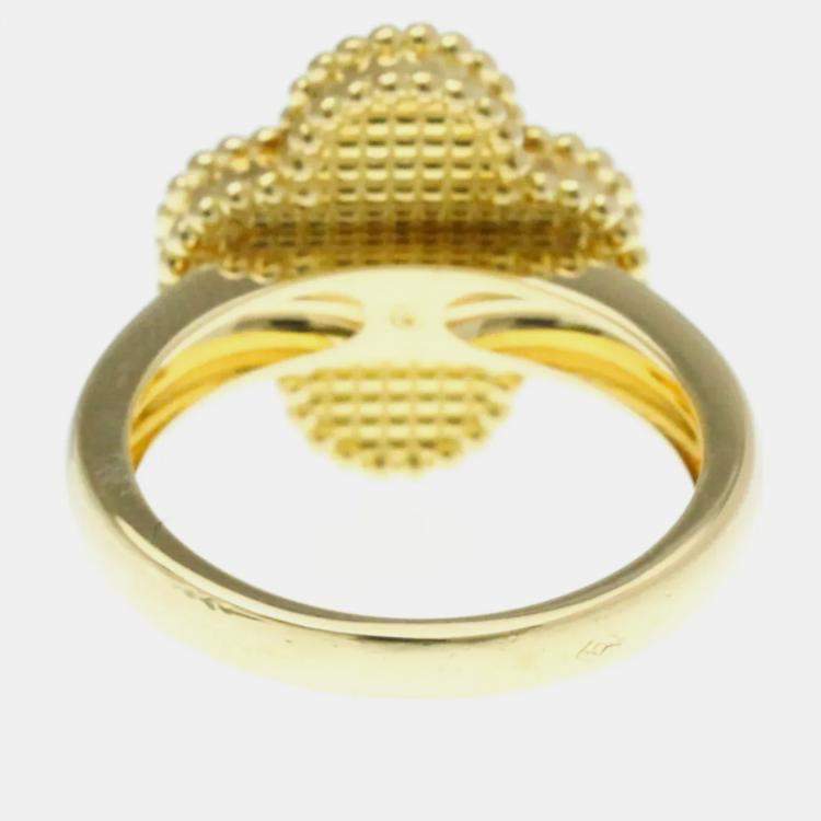 Pre Owned Van Cleef & Arpels Vintage Alhambra 18K Yellow Gold, Diamond, Mother of Pearl Ring EU 52