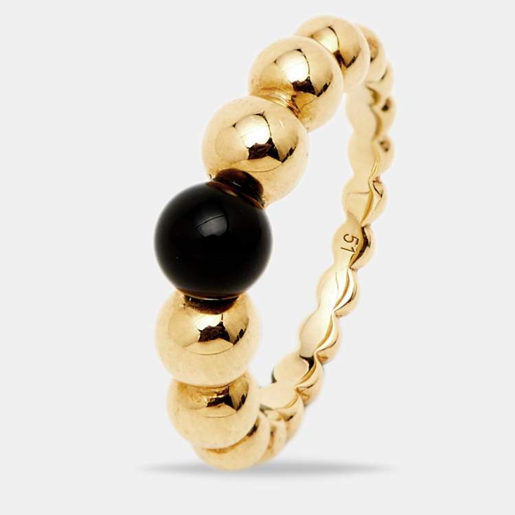 Pre Owned Van Cleef & Arpels Perlee Couleurs Onyx 18K Yellow Gold Variation Ring 51
