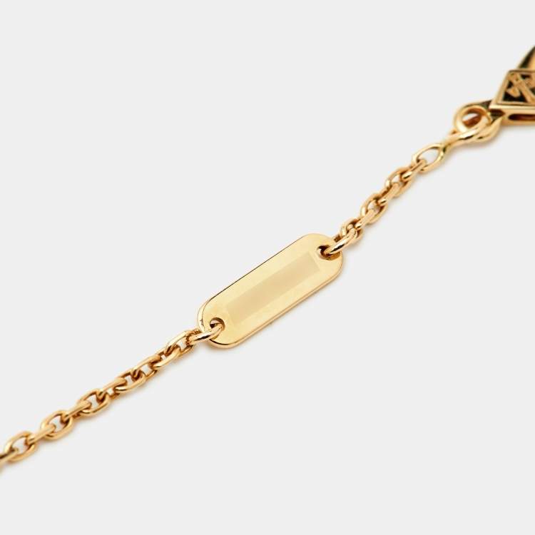 Pre Owned Van Cleef & Arpels Vintage Alhambra Malachite 18k Yellow Gold Necklace