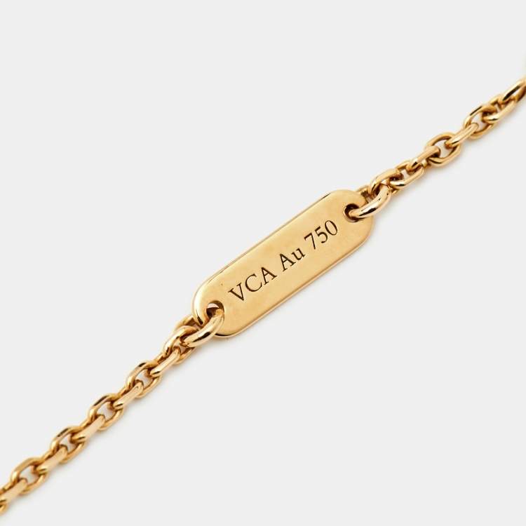 Pre Owned Van Cleef & Arpels Vintage Alhambra Carnelian 18k Yellow Gold Necklace