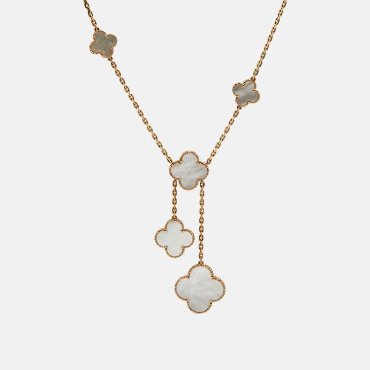 Pre Owned Van Cleef & Arpels Magic Alhambra Mother of Pearl 18k Yellow Gold Necklace