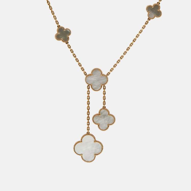 Pre Owned Van Cleef & Arpels Magic Alhambra Mother of Pearl 18k Yellow Gold Necklace
