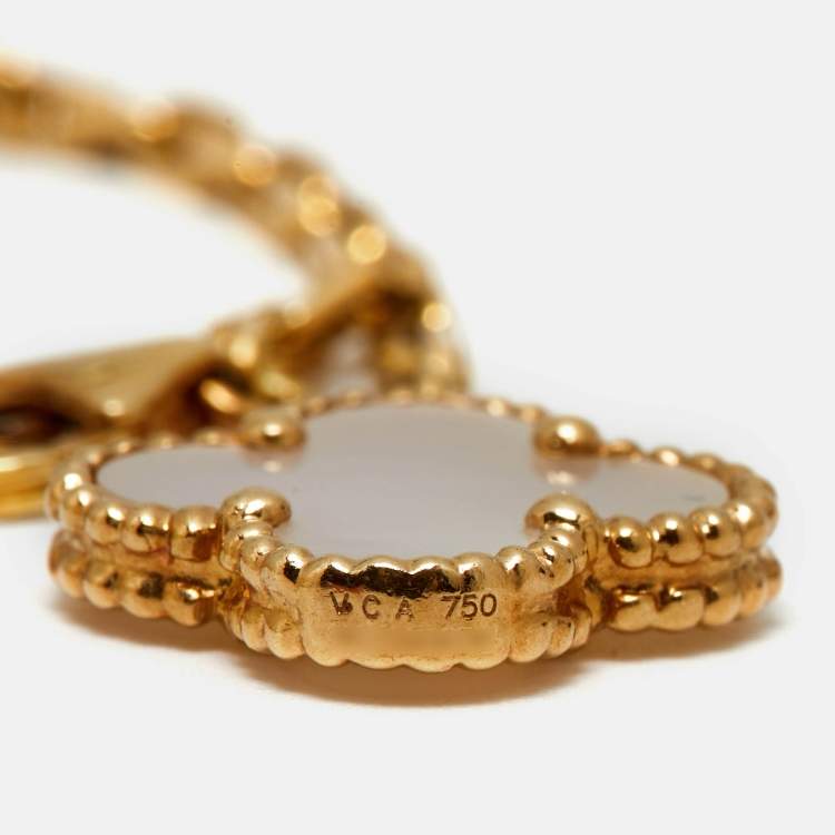 Pre Owned Van Cleef & Arpels Magic Alhambra Mother of Pearl 18k Yellow Gold Necklace