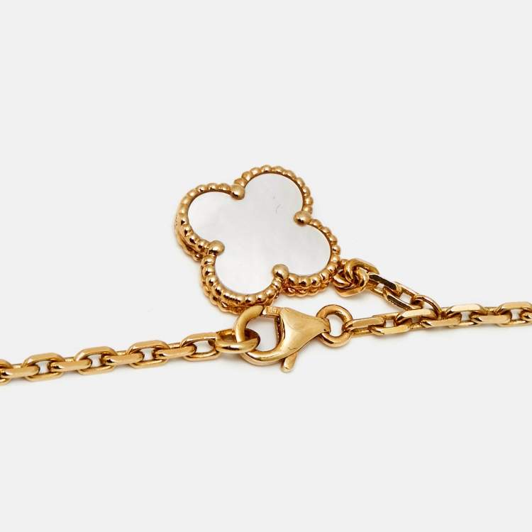 Pre Owned Van Cleef & Arpels Magic Alhambra Mother of Pearl 18k Yellow Gold Necklace