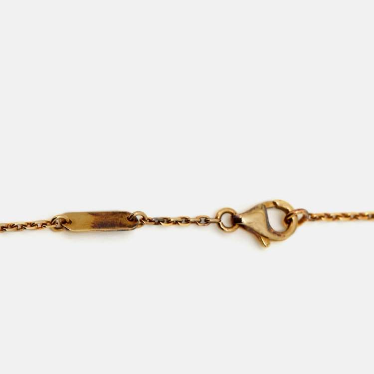 Pre Owned Van Cleef & Arpels Lucky Alhambra Butterfly Mother of Pearl 18k Yellow Gold Necklace
