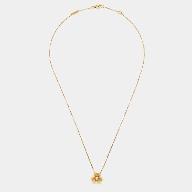 Pre Owned Van Cleef & Arpels Frivole  Diamond 18k Yellow Gold Necklace
