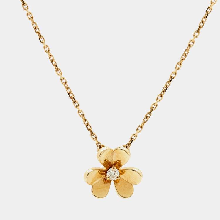 Pre Owned Van Cleef & Arpels Frivole  Diamond 18k Yellow Gold Necklace