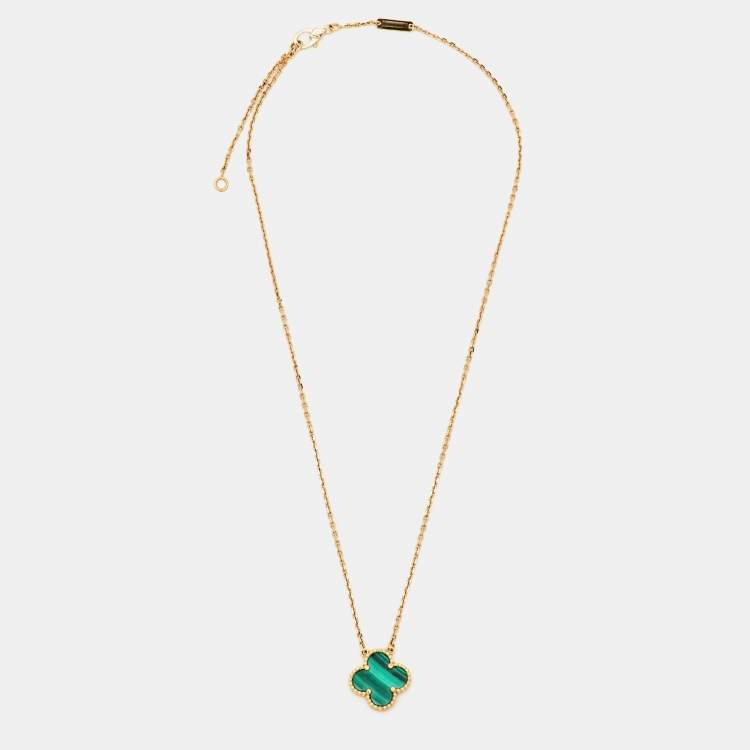 Pre Owned قلادة فان كليف & آربلز فينتدج ألهمبرا مالاكيت ذهب أصفر عيار 18