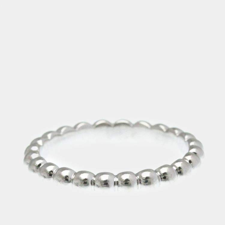 Pre Owned Van Cleef & Arpels Perlee 18K White Gold Ring EU 52