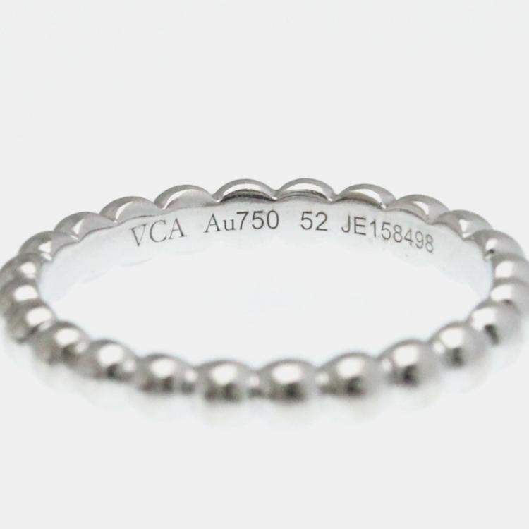 Pre Owned Van Cleef & Arpels Perlee 18K White Gold Ring EU 52