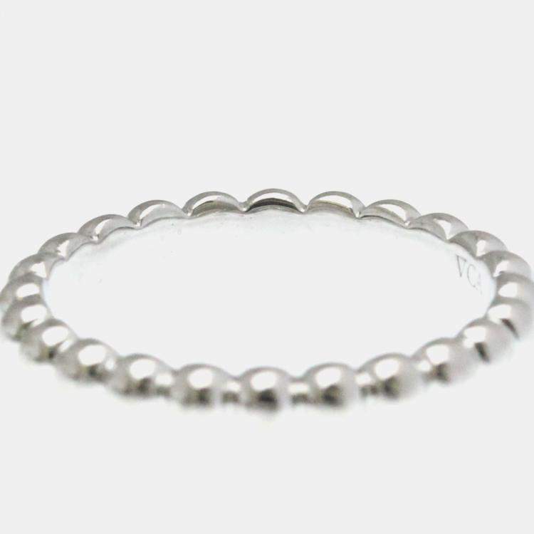 Pre Owned Van Cleef & Arpels Perlee 18K White Gold Ring EU 52