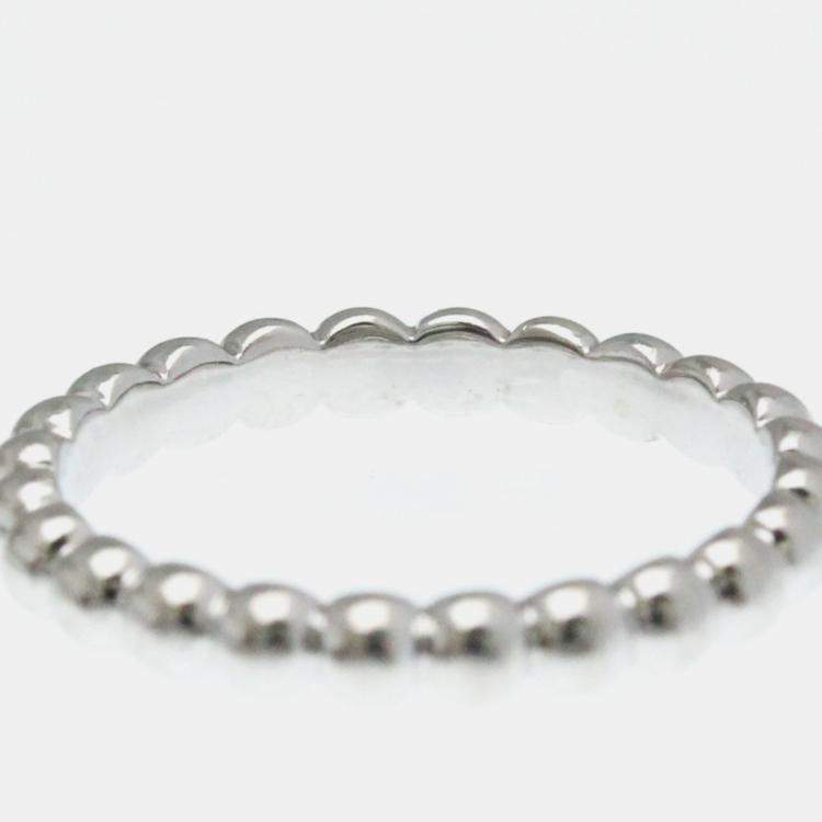 Pre Owned Van Cleef & Arpels Perlee 18K White Gold Ring EU 52